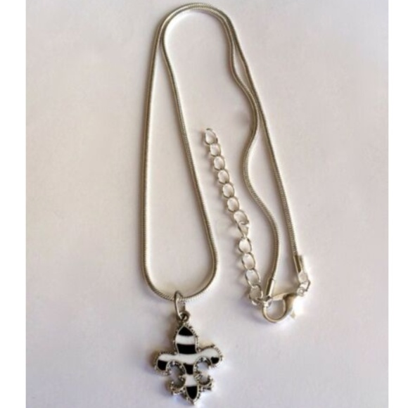 Silver Fleur de Lis Necklace 18" Nola Saints - Picture 6 of 8